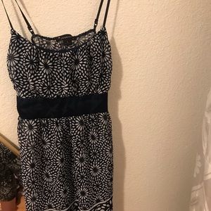 Navy Blue spaghetti strap blouse with flowers
